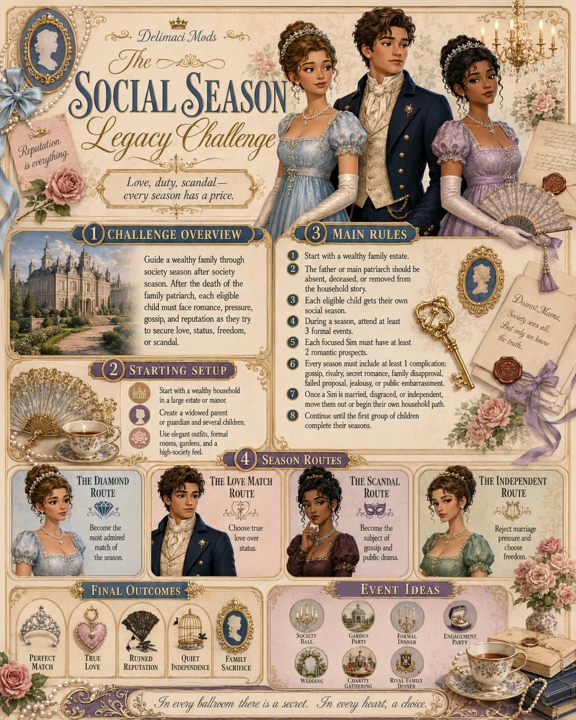 Bridgerton-Inspired Sims 4 Challenge Sims 4 challenge infographic preview
